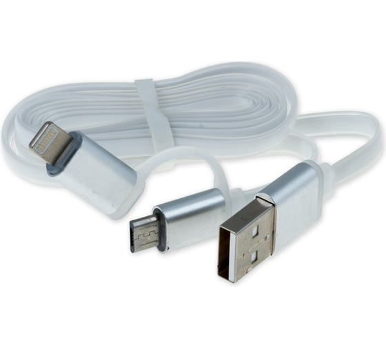 Зарядный дата-кабель Arnezi 2 в 1, от USB, Micro USB/iPhone-5/6, белый, 1 м A0605003 1