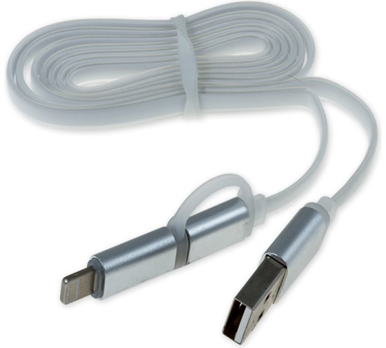 Зарядный дата-кабель Arnezi 2 в 1, от USB, Micro USB/iPhone-5/6, белый, 1 м A0605003