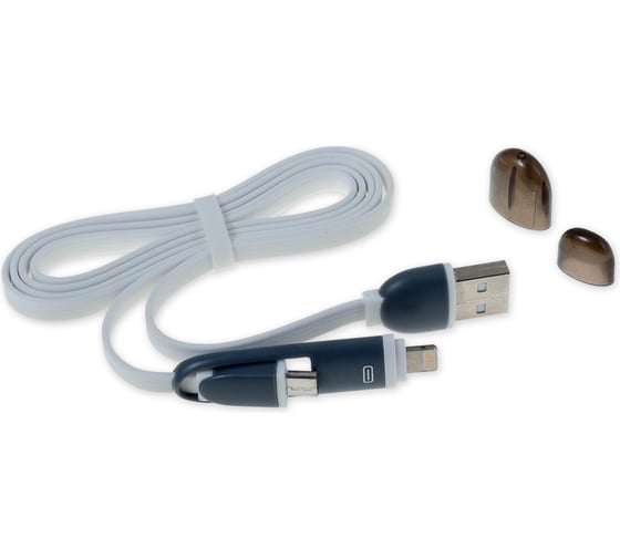 Зарядный дата-кабель Arnezi 2 в 1, от USB, Micro USB/iPhone-5/6, белый, 1 м A0605004