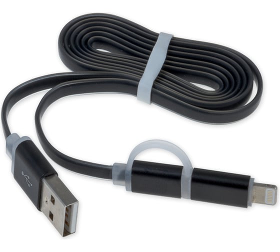 Зарядный дата-кабель Arnezi 2 в 1, от USB, Micro USB/iPhone-5/6, черный, 1 м A0605001
