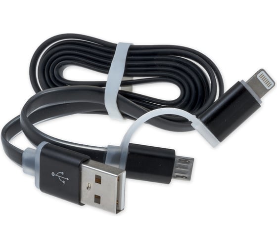 Зарядный дата-кабель Arnezi 2 в 1, от USB, Micro USB/iPhone-5/6, черный, 1 м A0605001