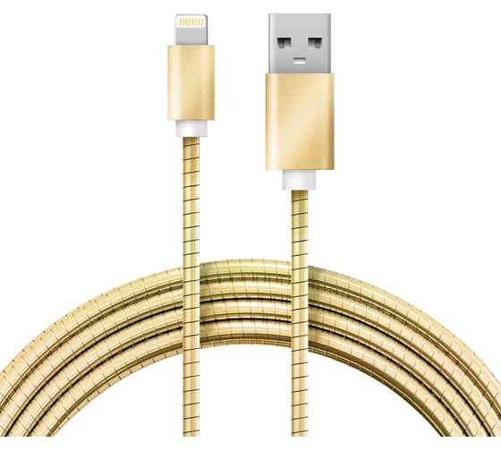 Кабель REXANT USB-A – Lightning, 2,4А, 1м, в золотой металлической оплетке 18-4252