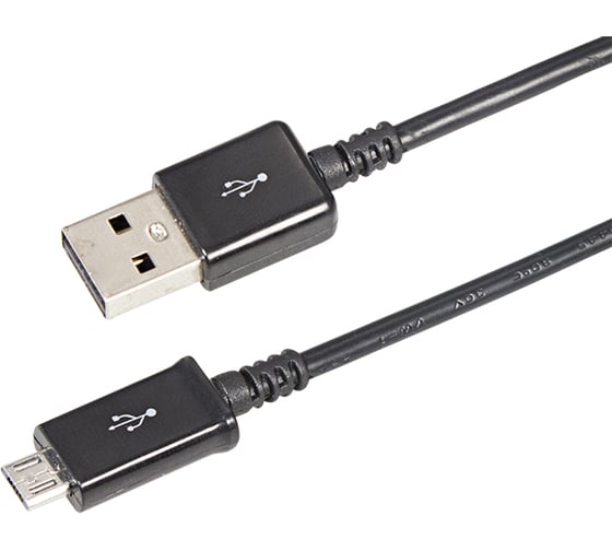 Кабель REXANT USB-A – micro USB, 1А, черный, длинный штекер, 1 м 18-4268-20