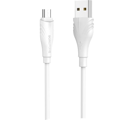 USB-кабель BOROFONE, AM-microBM 1 метр, 2A, ПВХ, белый 23752-BX18mW1