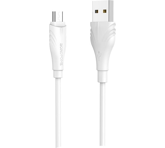 USB-кабель BOROFONE, AM-microBM 1 метр, 2A, ПВХ, белый 23752-BX18mW1 1