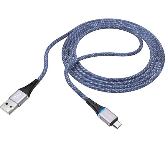 USB-кабель BOROFONE, AM-microBM 1.2 метра, 2.4A, нейлон, синий 23752-BU25mB 1