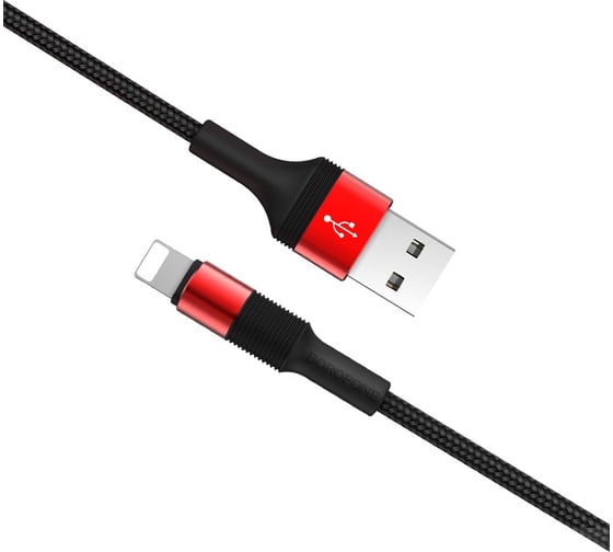 USB-кабель BOROFONE, AM-8pin Lightning 1 метр, 2.4A, тканый, красный 23752-BX21iR 1