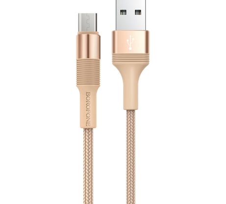 USB-кабель BOROFONE, AM-microBM 1 метр, 2.4A, тканый, золотой 23752-BX21mGL