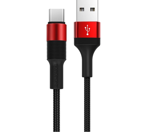 USB-кабель BOROFONE, AM-Type-C 1 метр, 3A, тканый, красный 23752-BX21tR 1