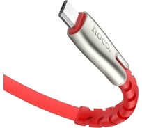 USB-кабель HOCO, AM-microBM 1.2 метра, 2.4A, плоский, ПВХ, красный 23753-U58mR