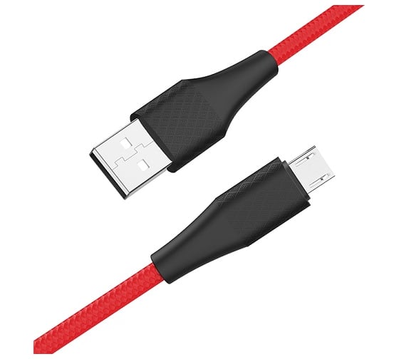 USB-кабель HOCO AM-microBM 1 метр, 2A, ПВХ, красный 23753-X32mR
