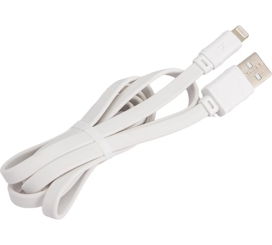 USB-кабель HOCO Bamboo AM-8pin Lightning 1 метр, 2.4A, ПВХ, плоский, белый 23753-X5iW