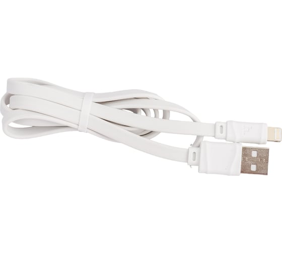 USB-кабель HOCO Bamboo AM-8pin Lightning 1 метр, 2.4A, ПВХ, плоский, белый 23753-X5iW