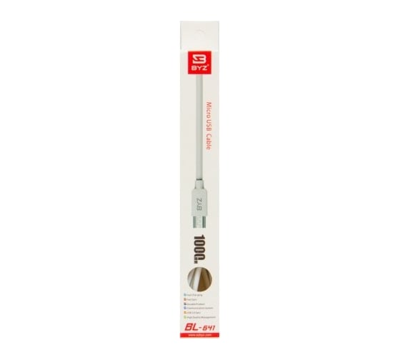 USB-кабель BYZ, AM-microBM 1 метр, силикон, белый 23750-BL-641mW 1