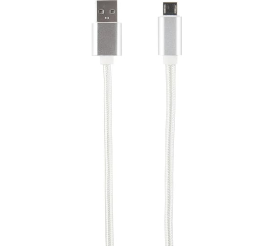 Дата-кабель Red Line USB - micro USB нейлоновая оплетка, серебристый УТ000013407