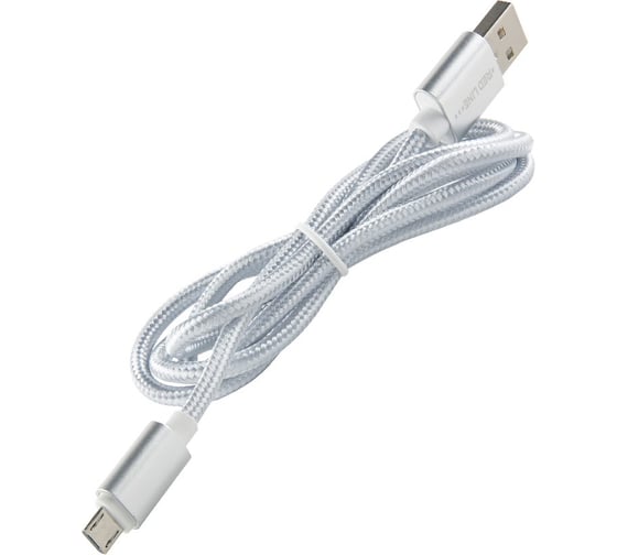 Дата-кабель Red Line USB - micro USB нейлоновая оплетка, серебристый УТ000013407