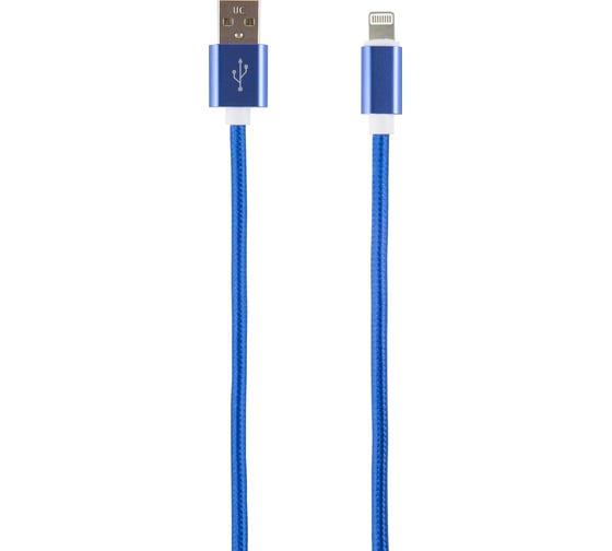 Дата-кабель Red Line USB – 8 – pin для Apple 2 метра нейлоновая оплетка, синий УТ000014155