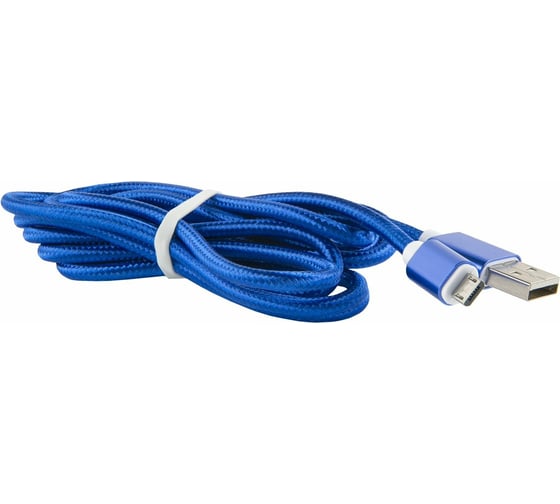 Дата-кабель Red Line USB - micro USB 2 метра нейлоновая оплетка, синий УТ000014163