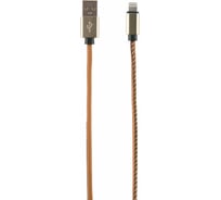 Дата-кабель Red Line USB – 8 – pin для Apple 2 метра оплетка экокожа, коричневый УТ000014164