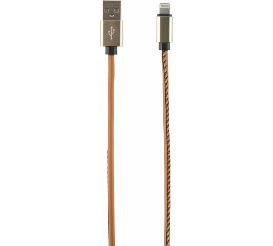 Дата-кабель Red Line USB – 8 – pin для Apple 2 метра оплетка экокожа, коричневый УТ000014164 1
