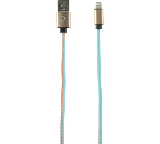 Дата-кабель Red Line USB – 8 – pin для Apple 2 метра оплетка "экокожа", синий УТ000014166