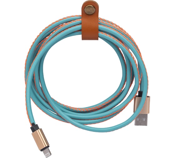 Дата-кабель Red Line USB – 8 – pin для Apple 2 метра оплетка "экокожа", синий УТ000014166