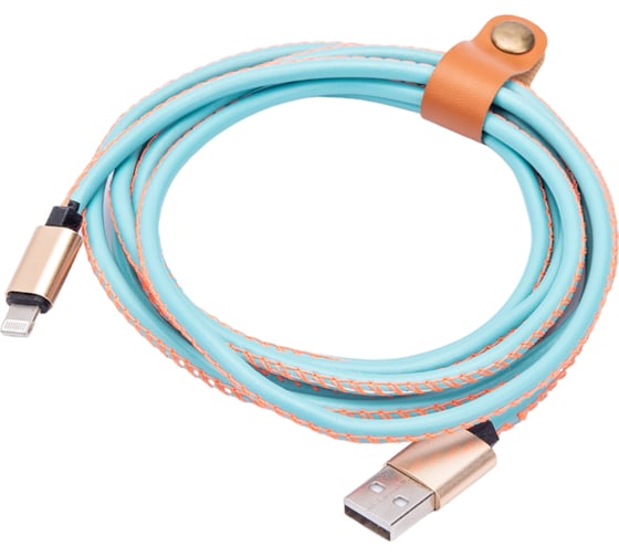 Дата-кабель Red Line USB – 8 – pin для Apple 2 метра оплетка "экокожа", синий УТ000014166