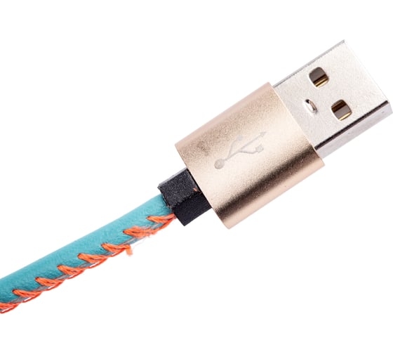 Дата-кабель Red Line USB – 8 – pin для Apple 2 метра оплетка "экокожа", синий УТ000014166