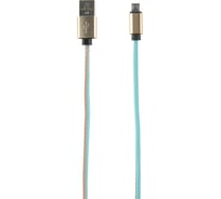Дата-кабель Red Line USB - micro USB 2 метра оплетка "экокожа", синий УТ000014172
