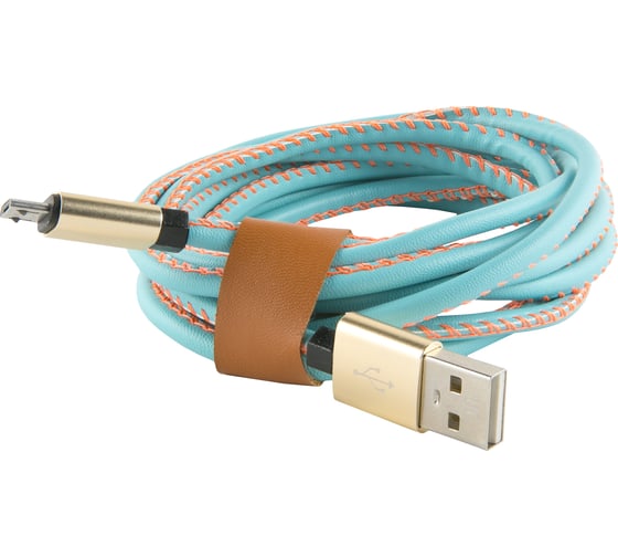 Дата-кабель Red Line USB - micro USB 2 метра оплетка "экокожа", синий УТ000014172