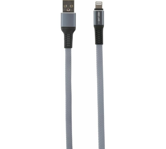 Дата-кабель Red Line Flat USB - Lightning, серый УТ000015529 1
