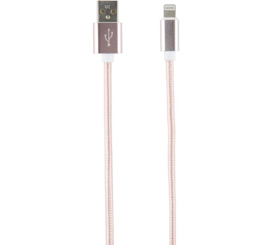 Дата-кабель Red Line USB – 8 – pin для Apple 2 метра нейлоновая оплетка, розовый УТ000014153