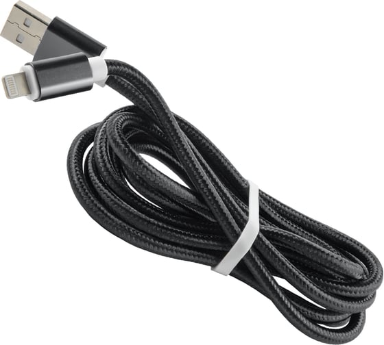 Дата-кабель Red Line USB – 8 – pin для Apple 2 метра нейлоновая оплетка, черный УТ000017394