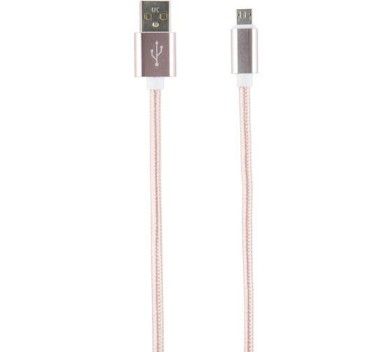 Дата-кабель Red Line USB - micro USB 2 метра нейлоновая оплетка, розовый УТ000014161 1