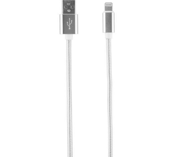 Дата-кабель Red Line USB – 8 – pin для Apple 2 метра нейлоновая оплетка, серебристый УТ000014152