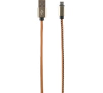 Дата-кабель Red Line USB - micro USB 2 метра оплетка экокожа, коричневый УТ000014170