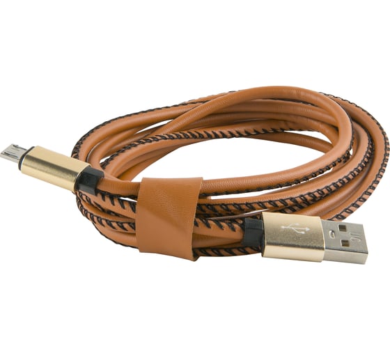 Дата-кабель Red Line USB - micro USB 2 метра оплетка экокожа, коричневый УТ000014170
