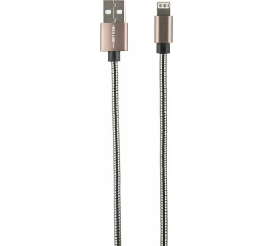 Дата-кабель Red Line S7 USB - 8 - pin для Apple, металлическая обмотка, черный УТ000012472