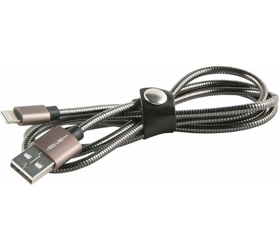 Дата-кабель Red Line S7 USB - 8 - pin для Apple, металлическая обмотка, черный УТ000012472