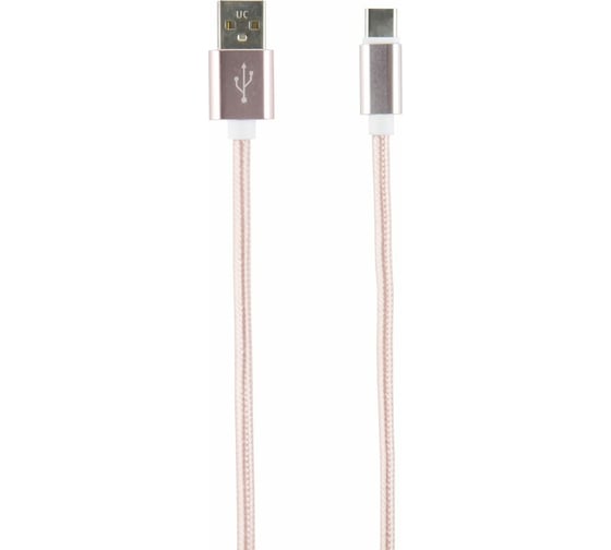 Дата-кабель Red Line USB - Type-C 2 метра нейлоновая оплетка, розовый УТ000014157 1