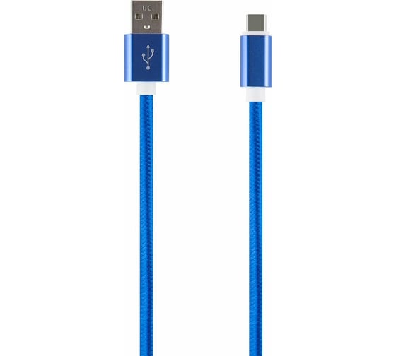 Дата-кабель Red Line USB - Type-C 2 метра нейлоновая оплетка, синий УТ000014159 1