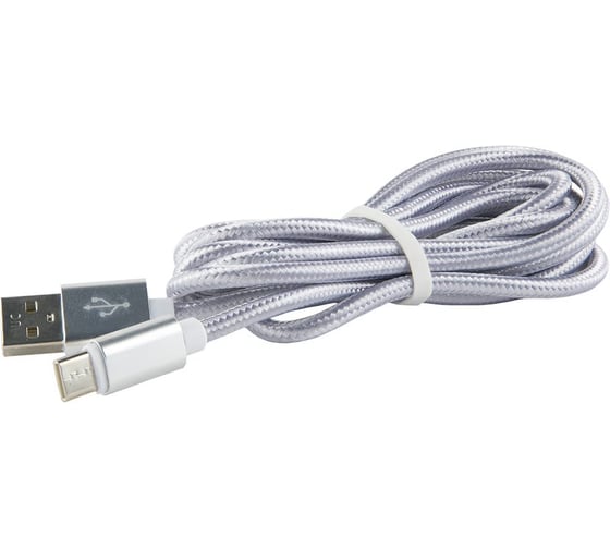 Дата-кабель Red Line USB - Type-C 2 метра нейлоновая оплетка, серебристый УТ000014156