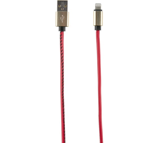 Дата-кабель Red LineUSB – 8 – pin для Apple 2 метра оплетка "экокожа", красный УТ000014165 1