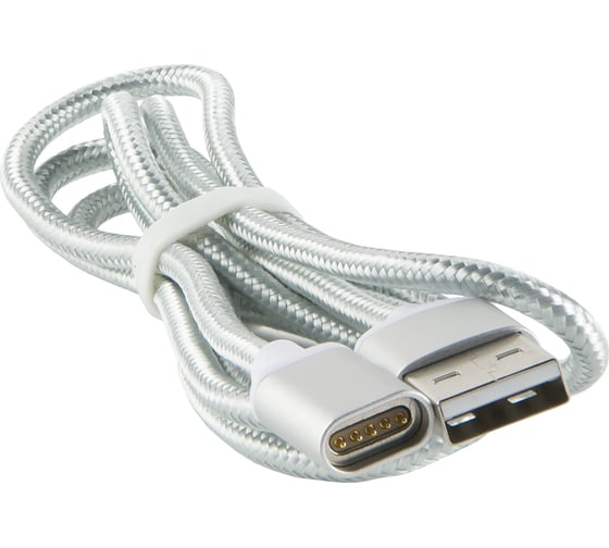Дата-кабель Red Line Магнитный USB - 8 - pin для Apple, нейлоновая оплетка, серебристый УТ000012860