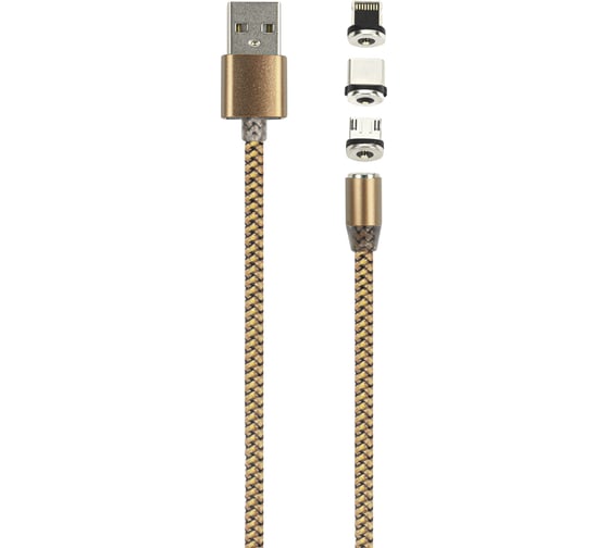 Дата-кабель Red Line магнитный USB -Type-C/8 - pin/micro USB 3 в 1 нейлоновая оплетка УТ000023352