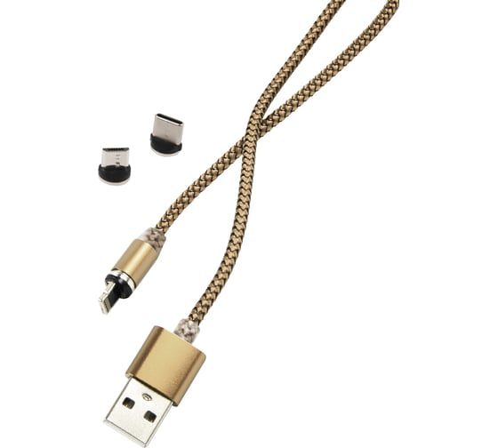 Дата-кабель Red Line магнитный USB -Type-C/8 - pin/micro USB 3 в 1 нейлоновая оплетка УТ000023352