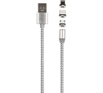 Дата-кабель Red Line магнитный USB -Type-C/8 - pin/micro USB 3 в 1 нейлоновая оплетка УТ000023354
