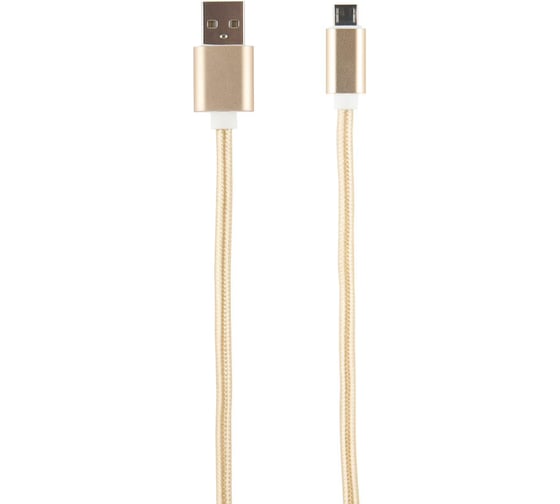 Дата-кабель Red LineUSB - micro USB нейлоновая оплетка, золотой УТ000013406 1