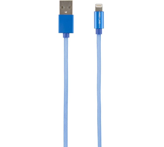 Дата-кабель Red Line КРУГЛЫЙ USB - 8 - pin MFI fishnet для Apple, синий УТ000013300 1