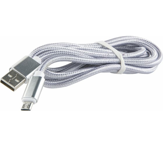Дата-кабель Red LineUSB - micro USB 2 метра нейлоновая оплетка, серебристый УТ000014160